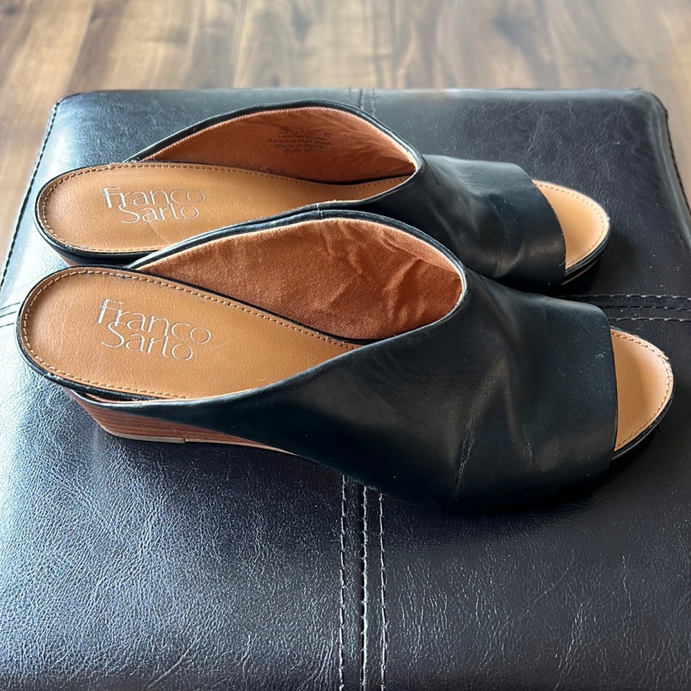 Franco Sarto “Dublin” wedge leather mule. Size 8.